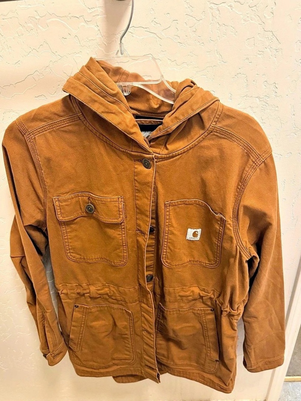 Like New Carhartt Women's Rugged Flex Canvas Hooded Coat Brown Medium in